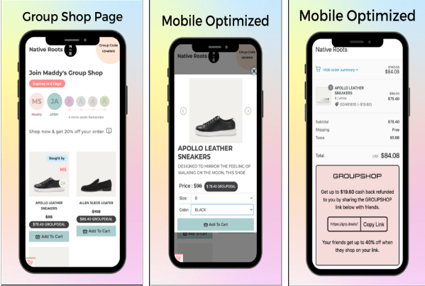Group shop page Mobile optimized