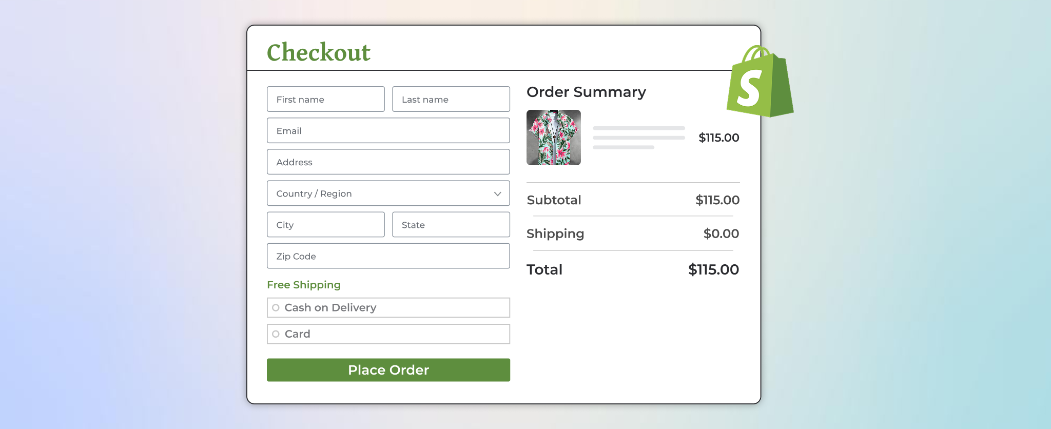 Shopify Website Checkout 