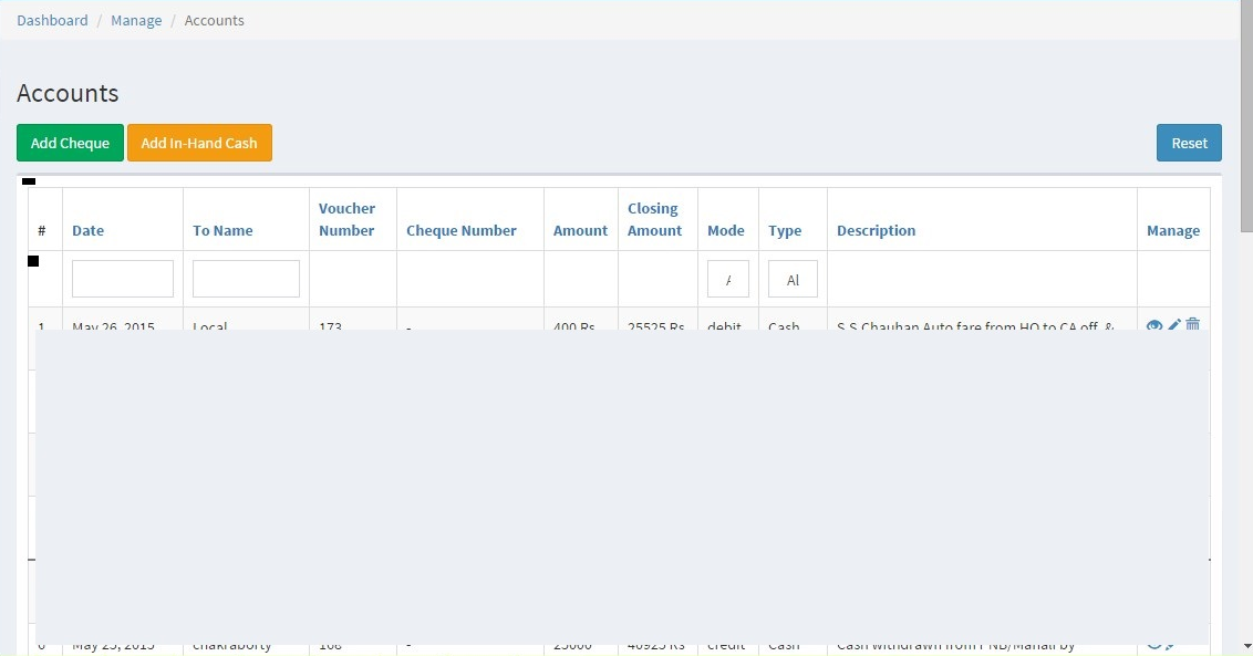 Manage accounts