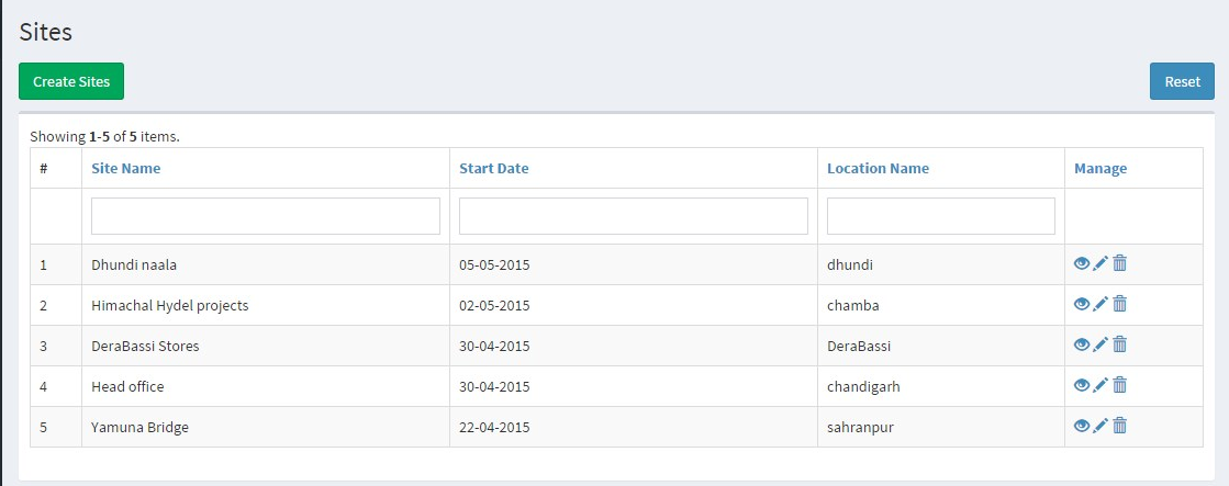 Manage sites