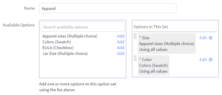 bigcommerce option sets