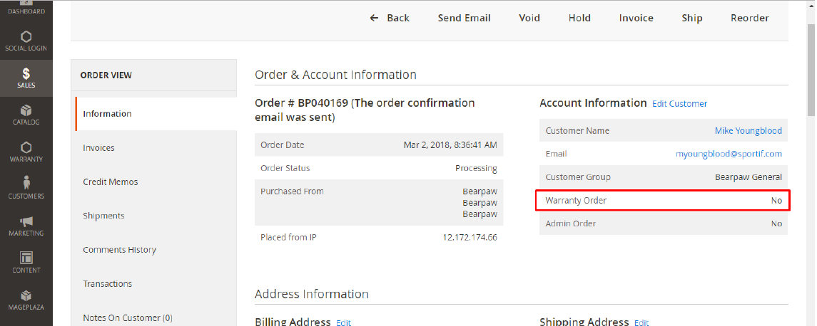 magento warranty details