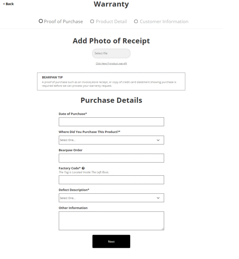 magento warranty claim form