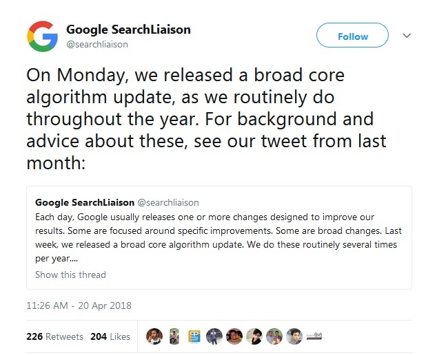 Google Confirmation on Broad Core Search Algorithm Update