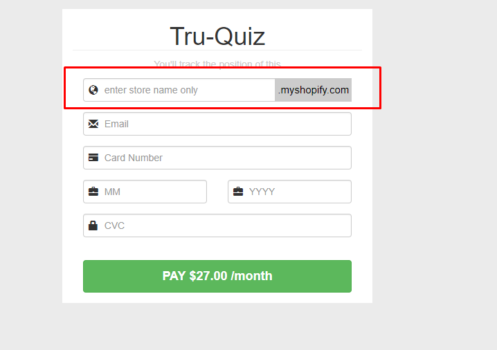 signup interface