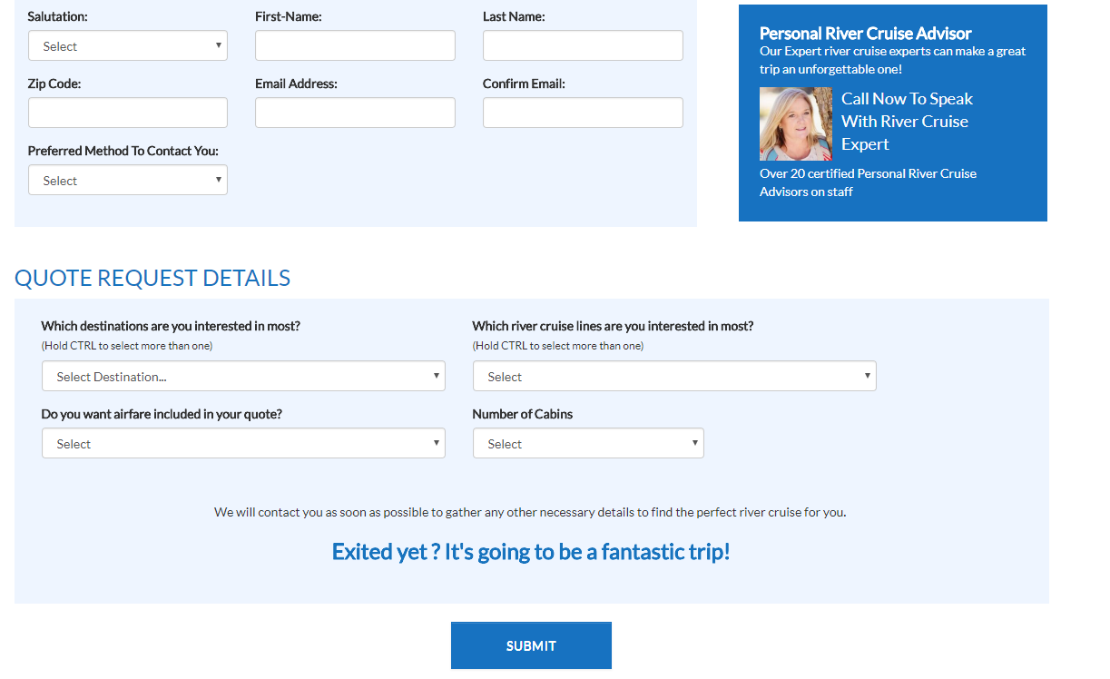 travel portal contact form