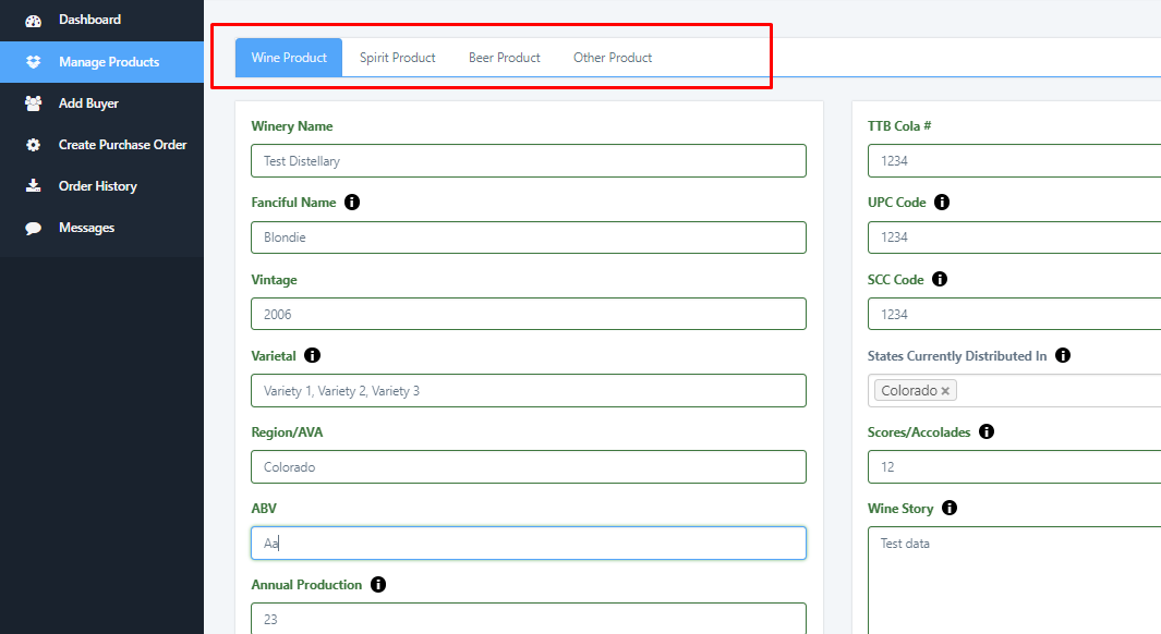 Managing product types Shopify marketplace app