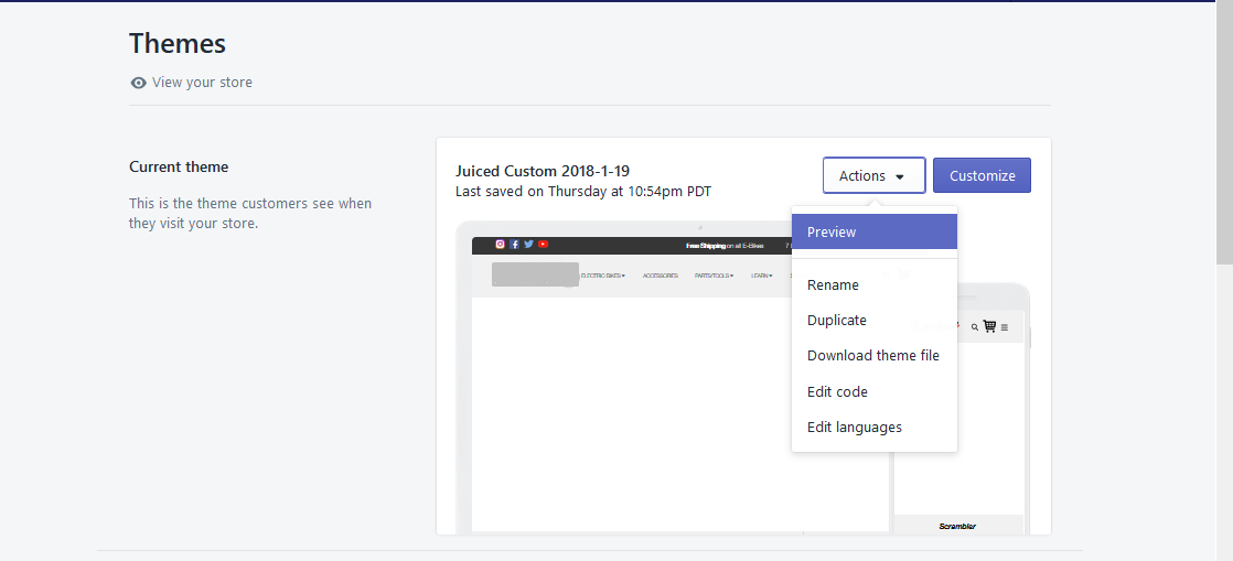 Shopify Theme development - Preview