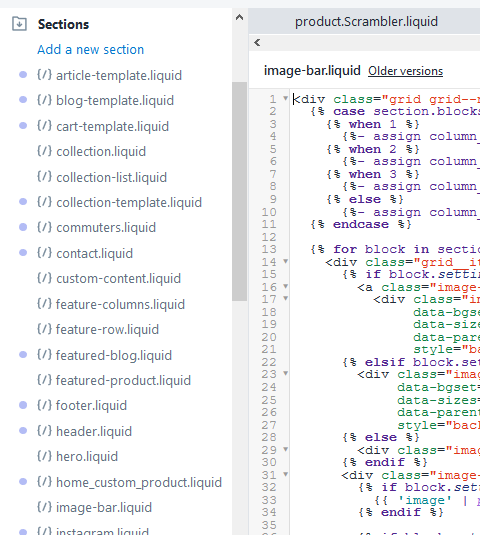 Shopify theme development - sections