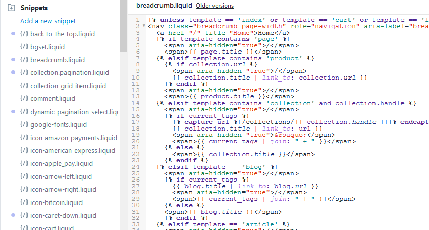 Shopify theme development- Snippets