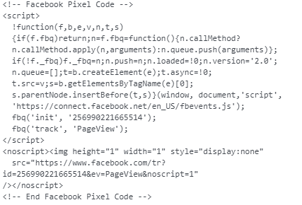 Facebook Pixel Code Example