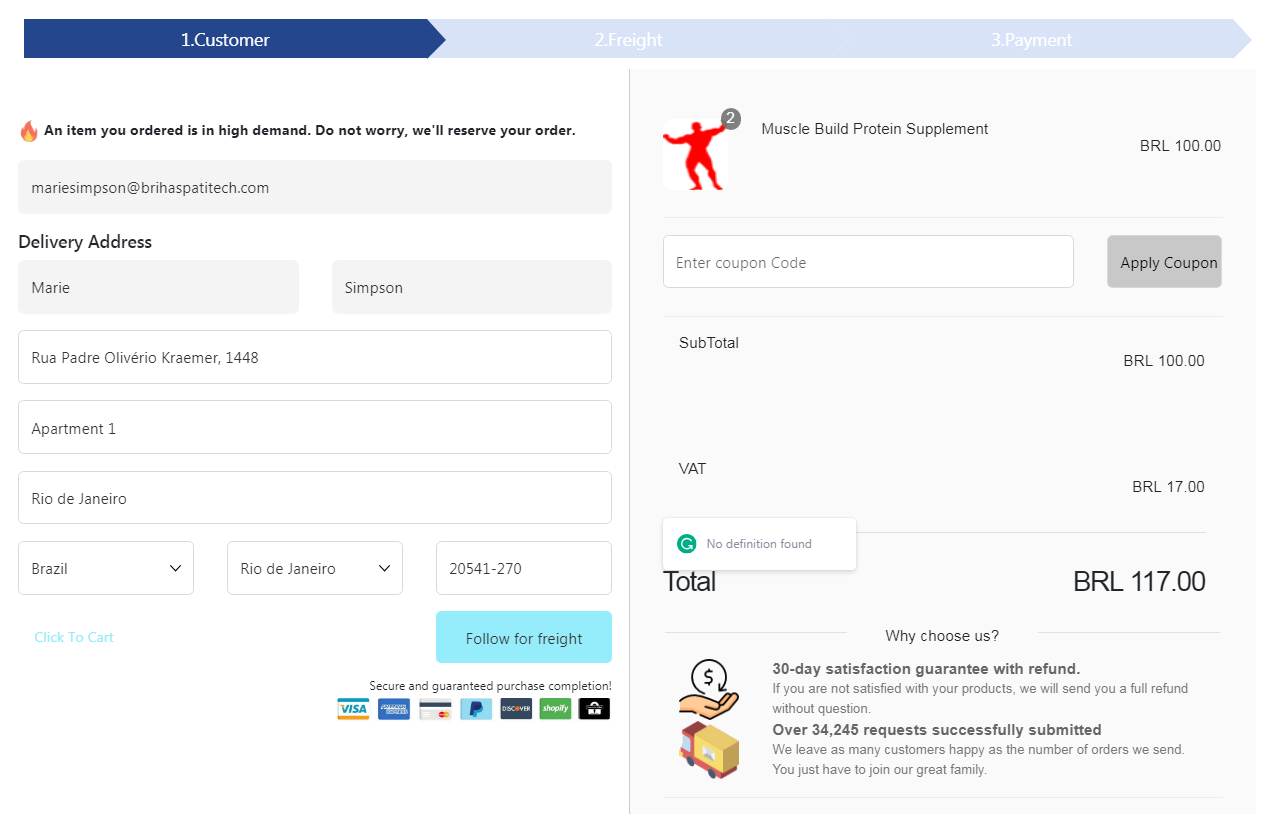 Shopify Custom Checkout App-Shipping Address