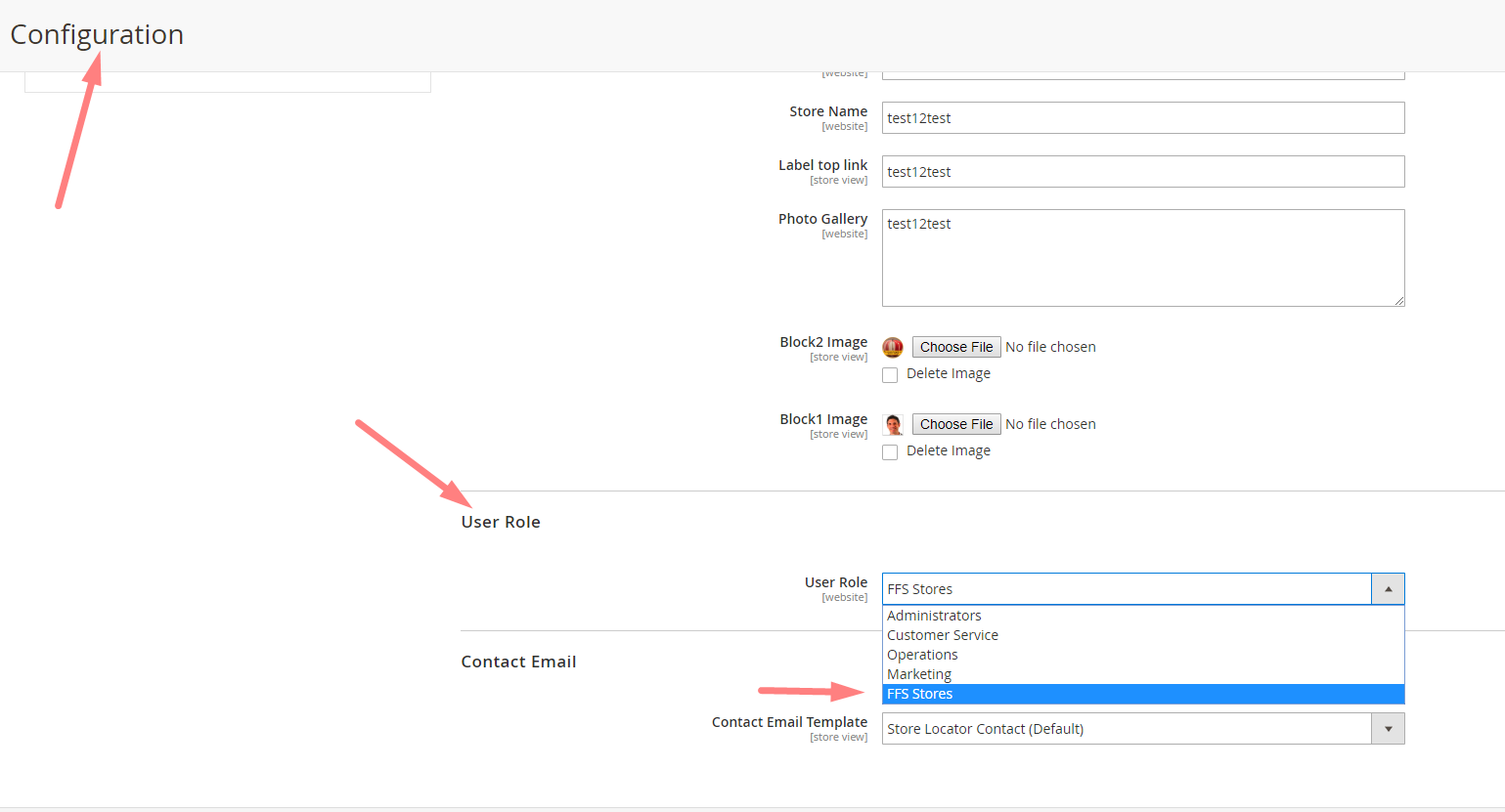 Default Configuration Magento backend