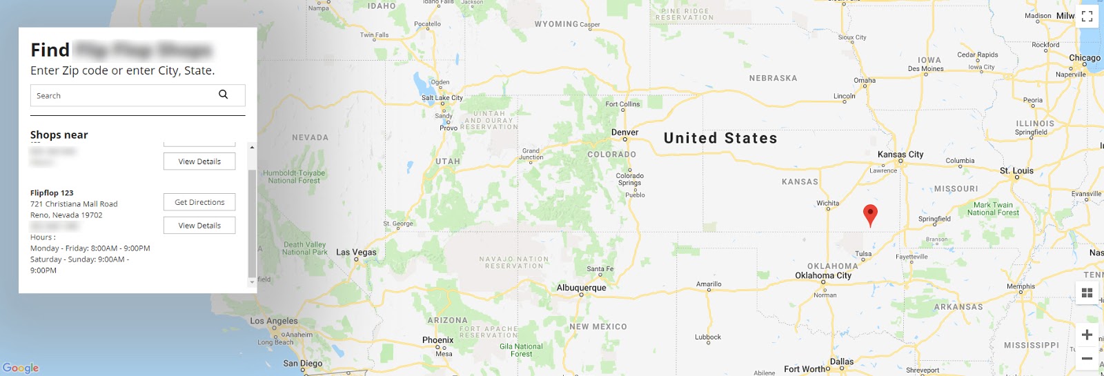 Google Map shown via Magento 2 Multi-Store Store Locator Extension