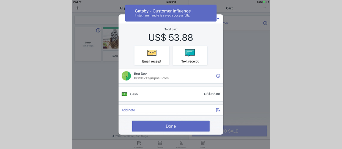 Merchant receives the details Merchant receives the details
