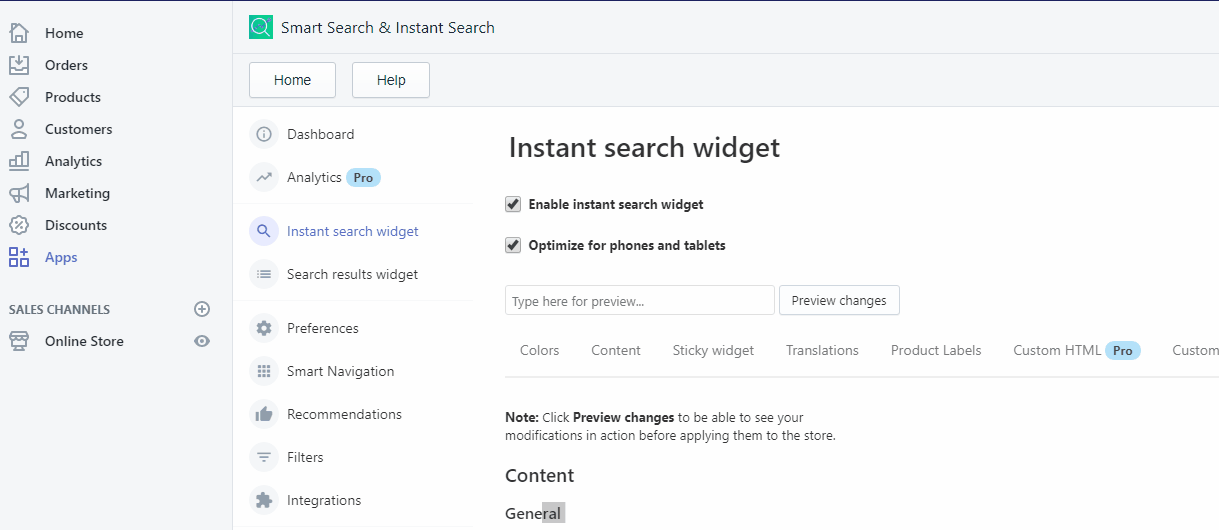 Shopify app Search tool