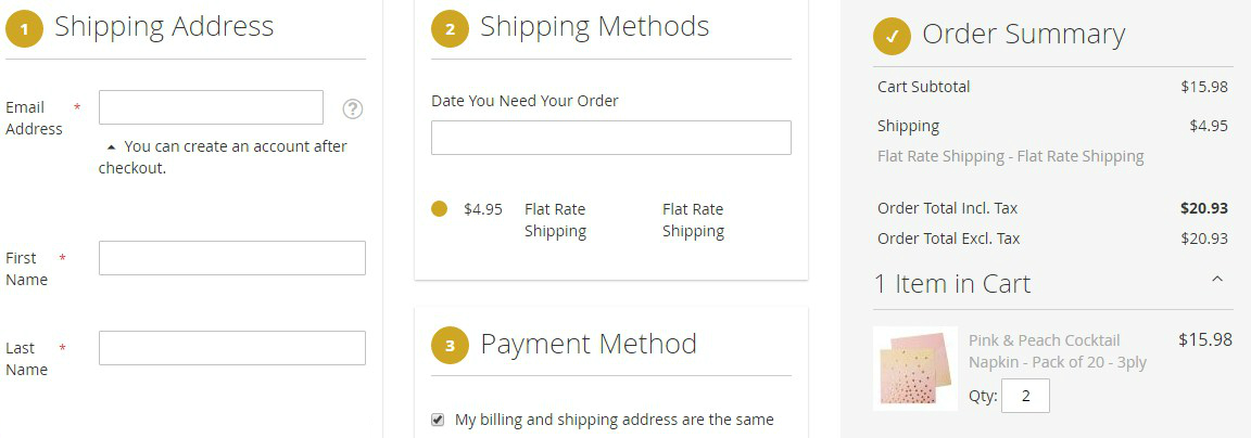 One Page Checkout Solution