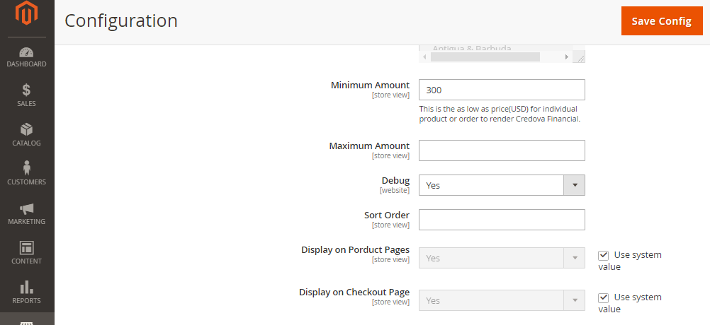 Setting condition for products