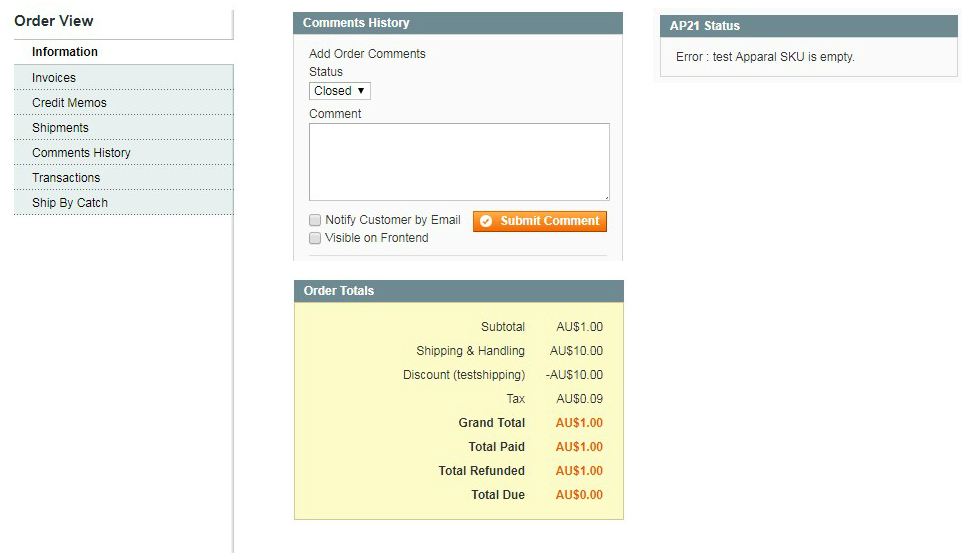Order failure monitoring
