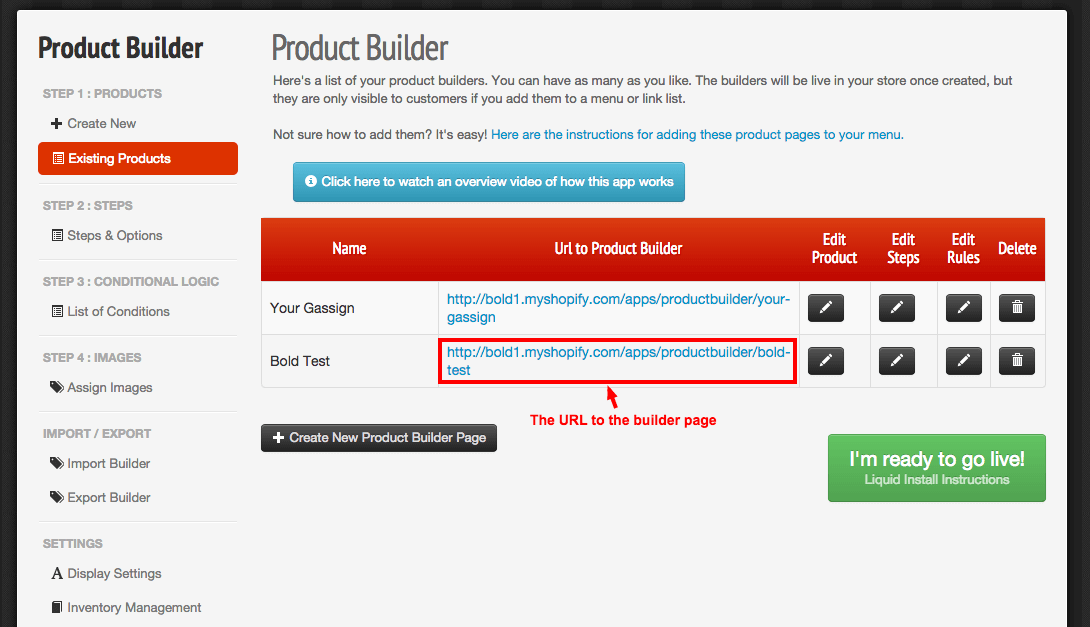 Product builder Product builder