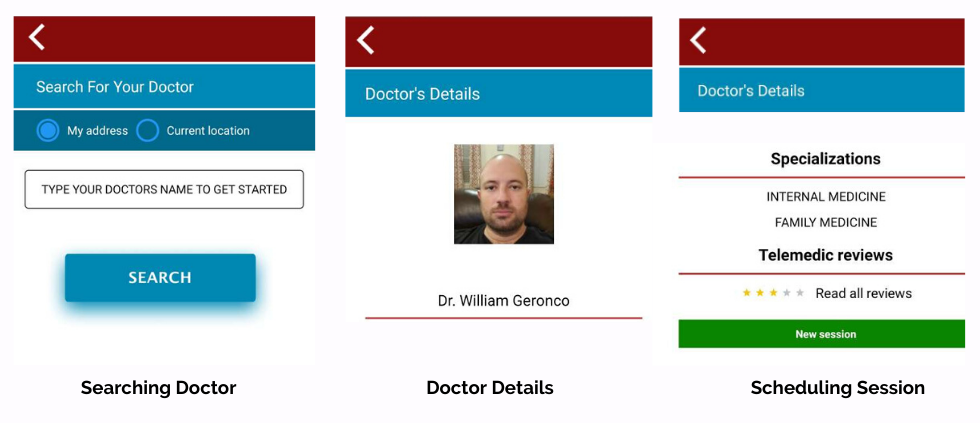 Searching for Doctors and Scheduled Session Searching for Doctors and Scheduled Session