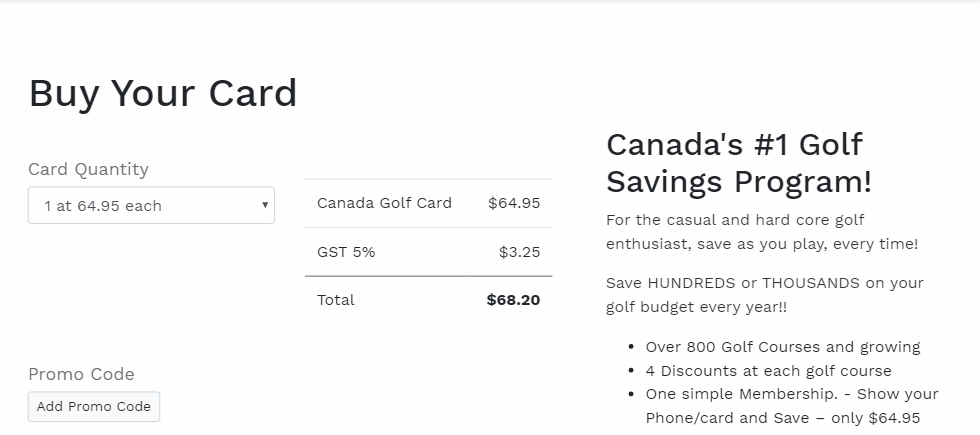 Buy Golf Card