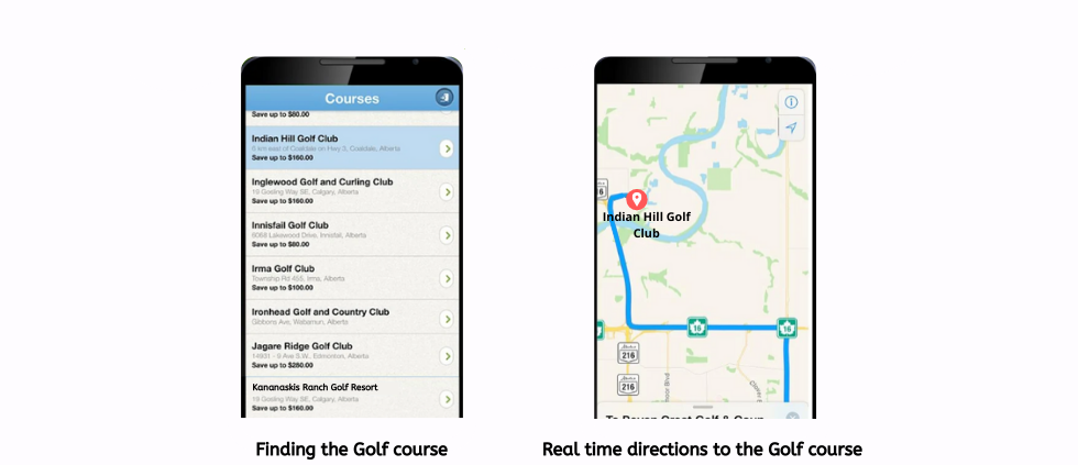 Locate golf course on mobile