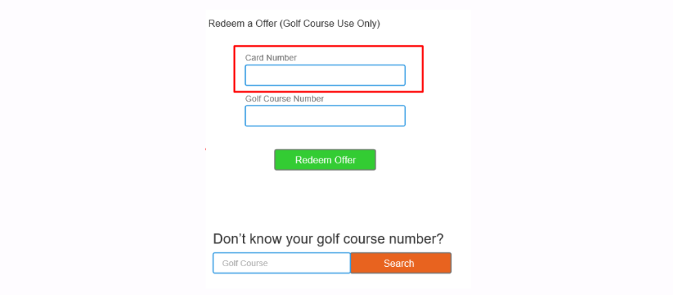 Redeem coupons at the Golf course