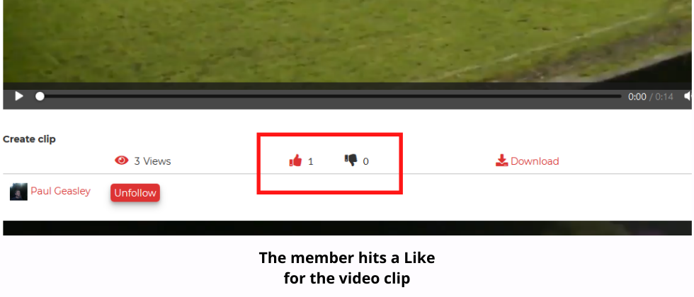 Club members can react on video clips