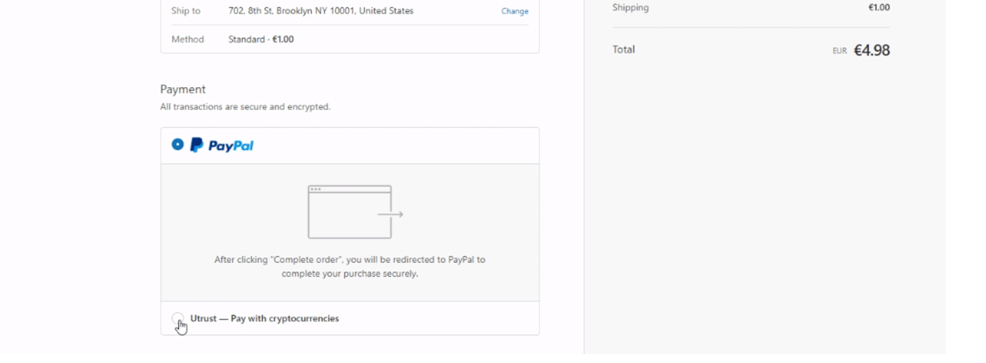 Custom payment Utrust