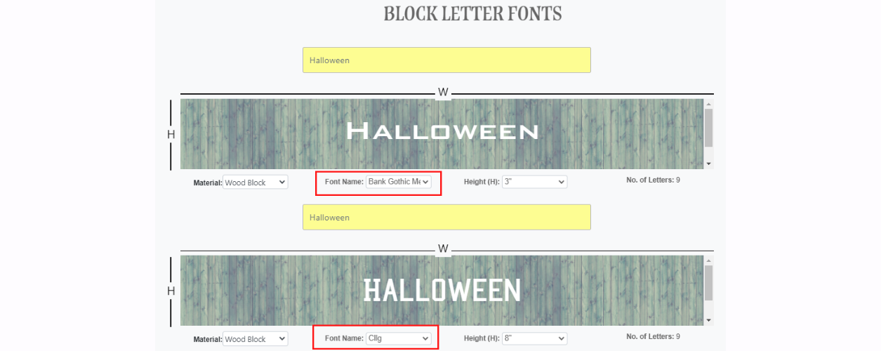 Comparing font styles on Live preview tool