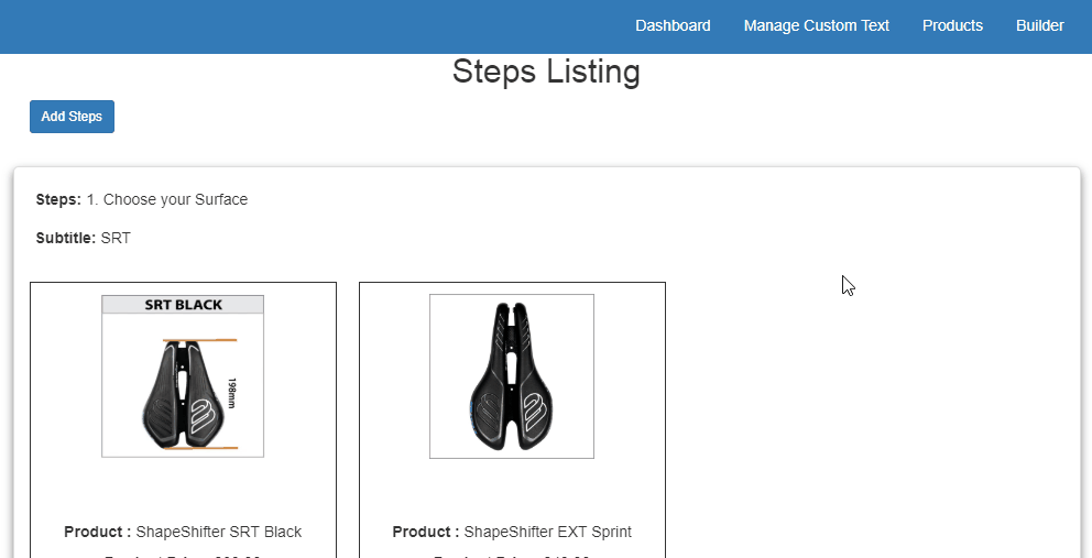 Admin control for the product page Admin control for the product page
