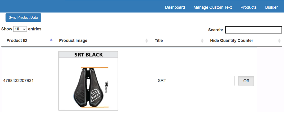 Admin panel for adding products Admin panel for adding products