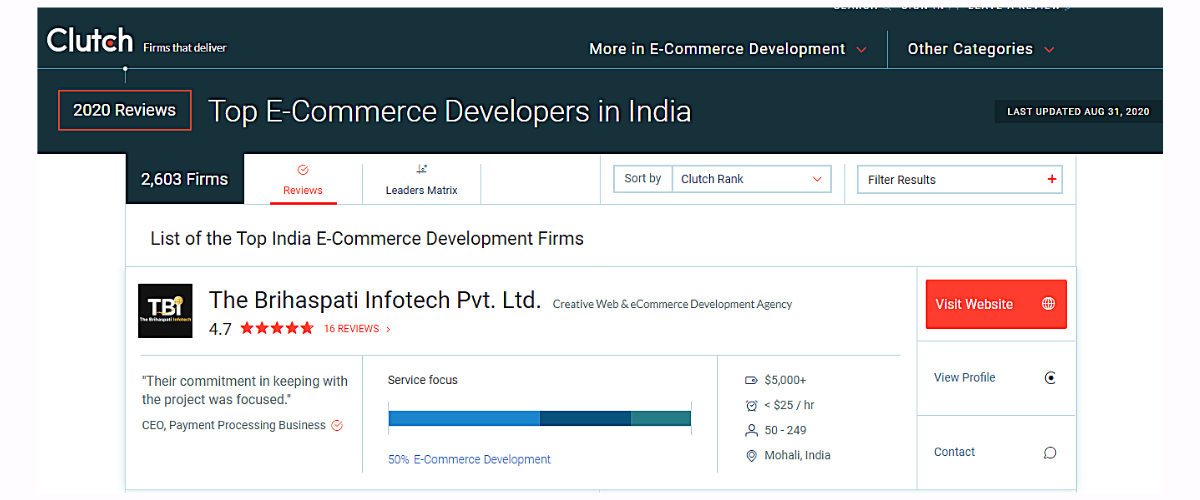 Clutch review for our E-Commerce development Agency Clutch review for our E-Commerce development Agency