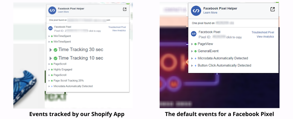 Facebook Pixel Helper- Tracking custom events on Shopify
