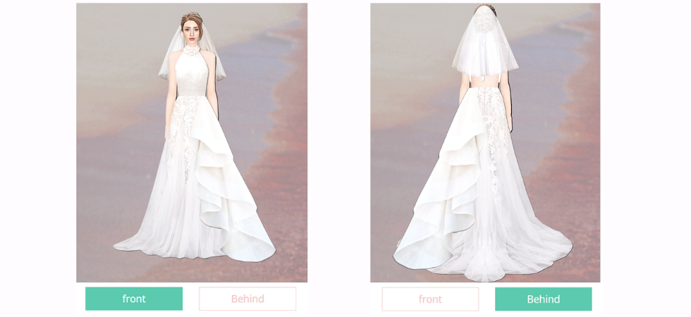 Front and Back Preview of the Custom Wedding Dress