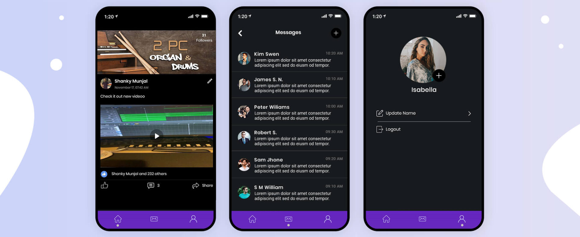 Home Screen on Private Social Media App