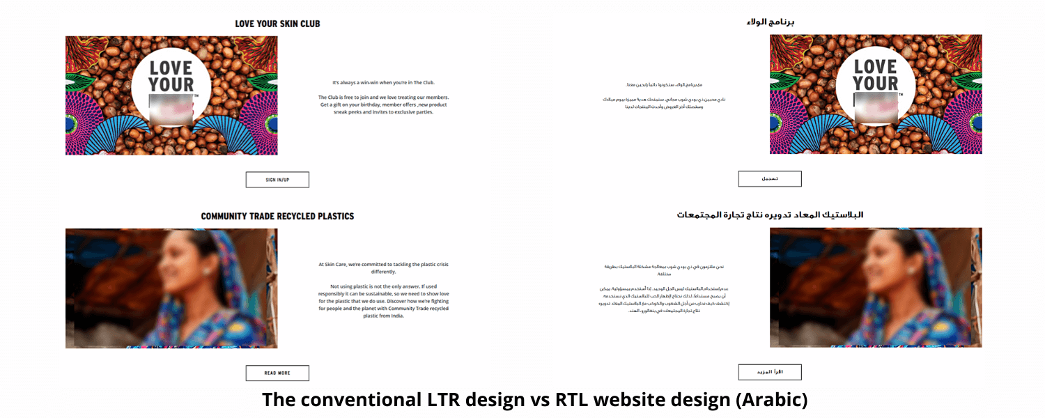 The Conventional LTR Design vs RTL Website Design (Arabic)