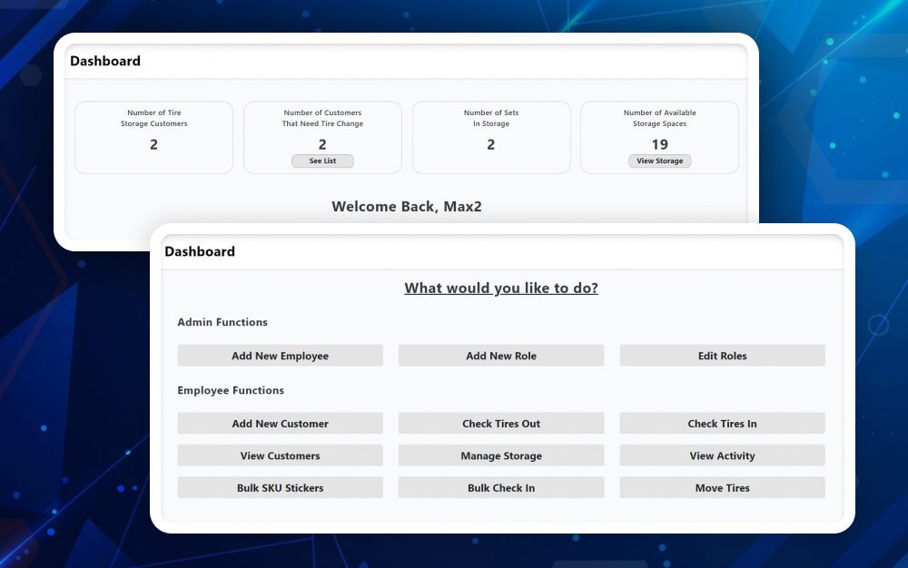 Dealership dashboard of inventory crm