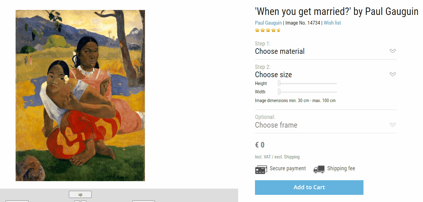 Multiple options for paintings frames