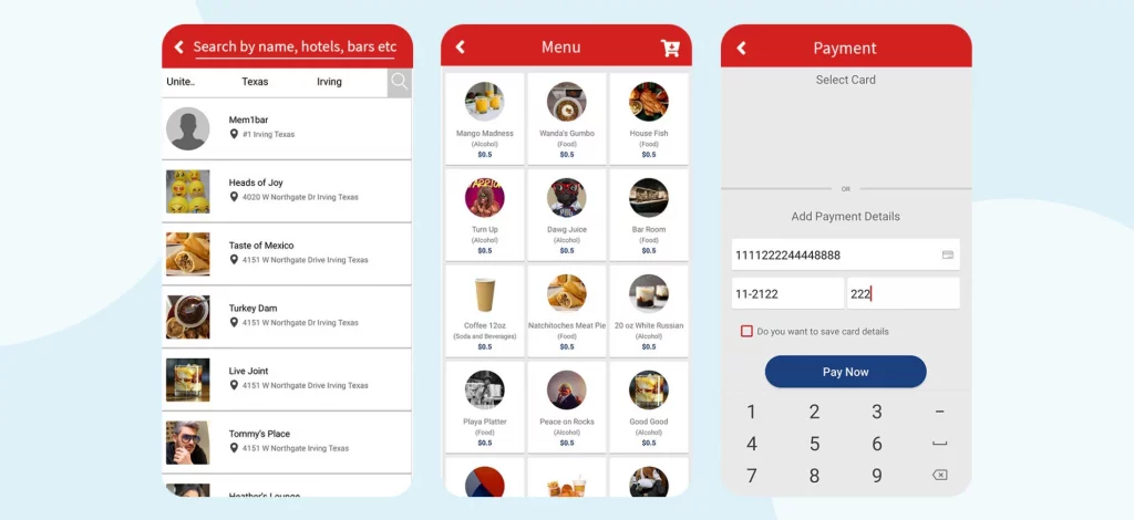 Buying a drink for friend on mobile app Buying a drink for friend on mobile app