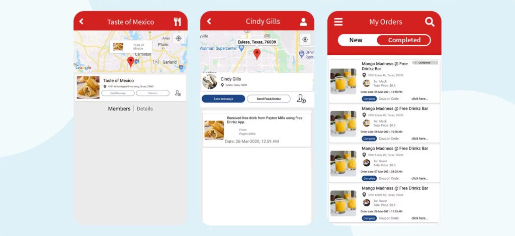 Drinks received by friend on mobile App Drinks received by friend on mobile App